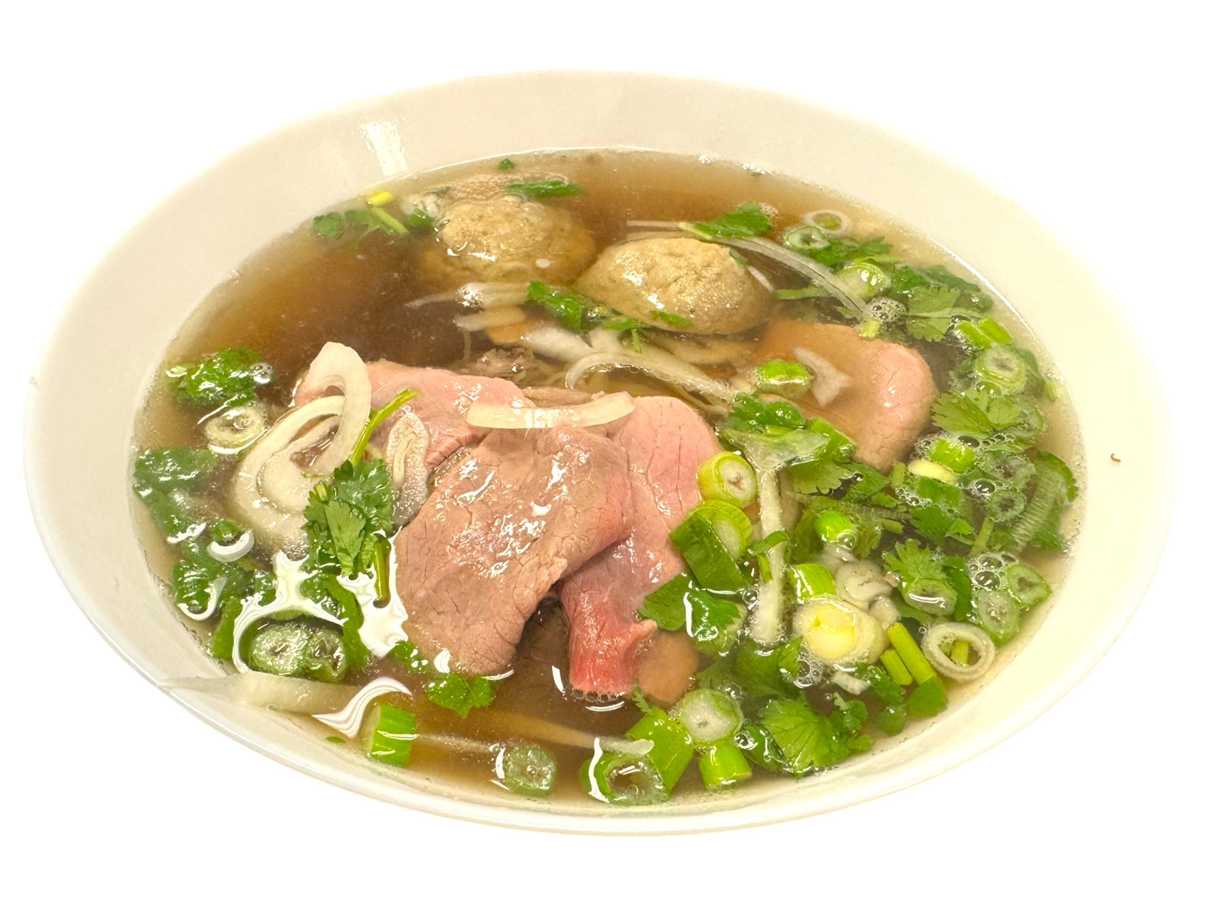 P2. Pho Eye of Round Steak and Meatballs – Phở Tái, Bò Viên.