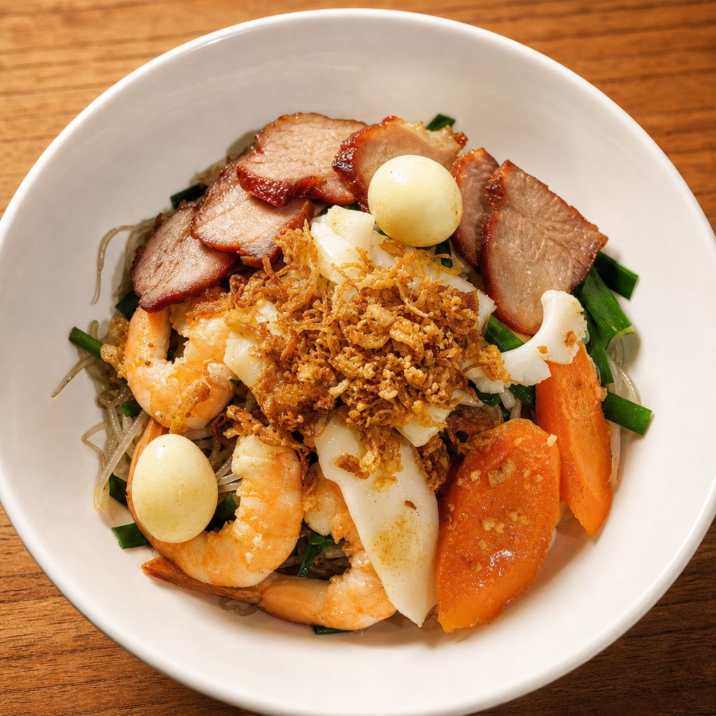 P7. Dry Noodle Bowl with Sweet and Tangy Sauce-Hủ Tiếu Khô.