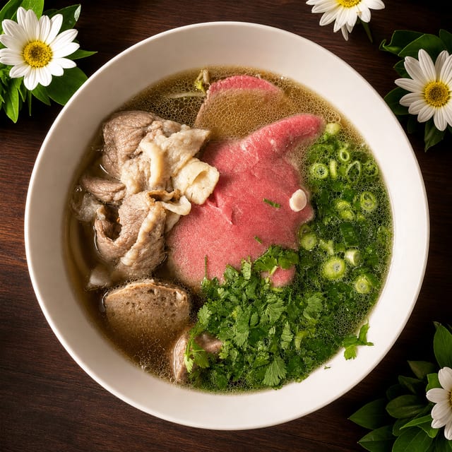 P1. Pho Combination – Phở Tái, Nam, Bò Viên.