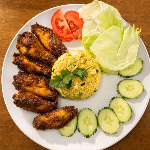 C4. Signature Jumbo Wings Plate (6pcs) -Com Ga Nuoc Mam.