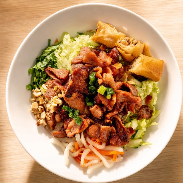 P8. Vietnamese Grilled Pork and Rice Noodles – Bún Thịt Nướng.